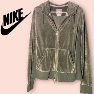 Nike velour track jacket- olive green​​